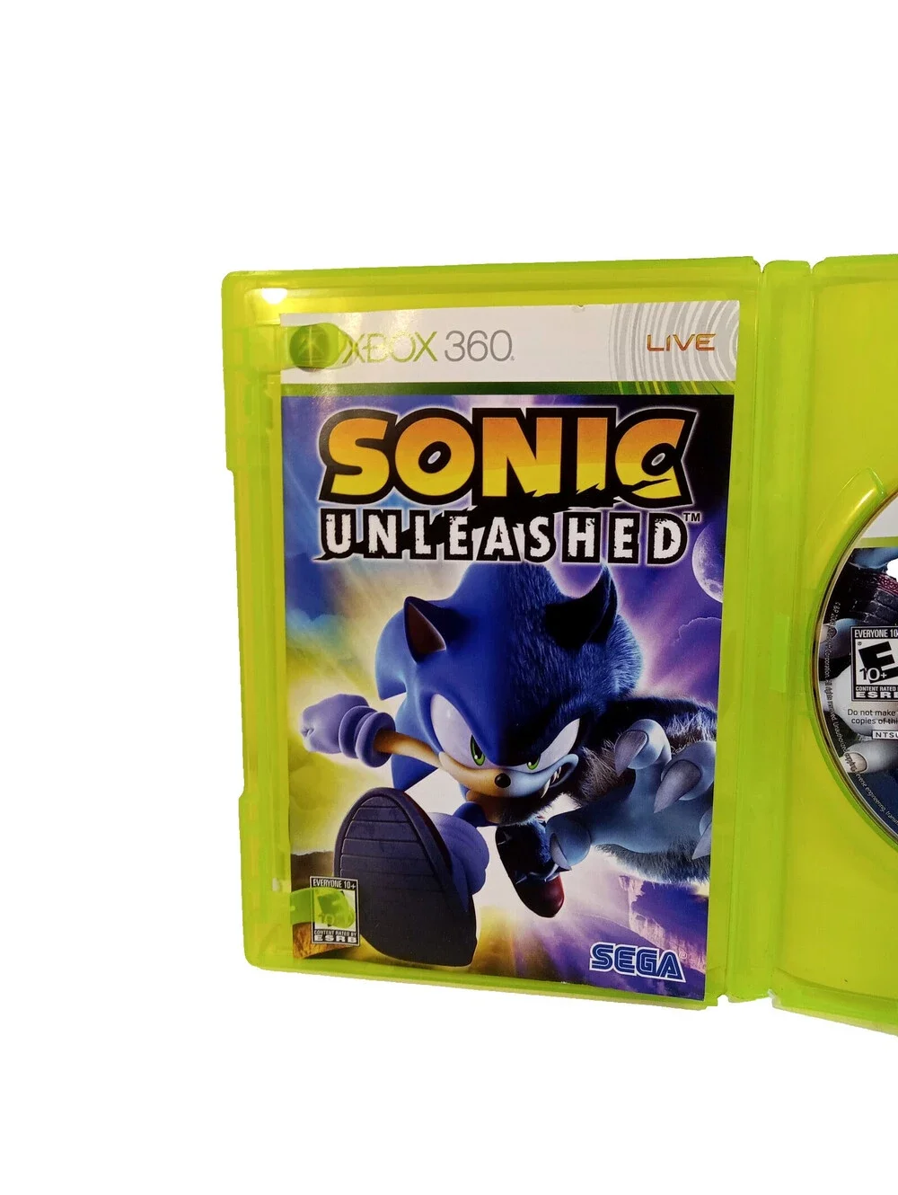 Microsoft Xbox 360 SEGA Video Game Sonic Unleashed Complete Manual Case Disc